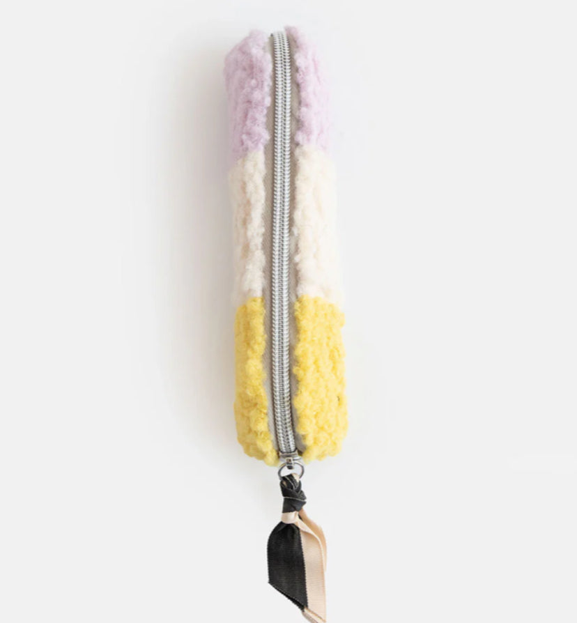 MULTI STRIPE BORG PENCIL CASE