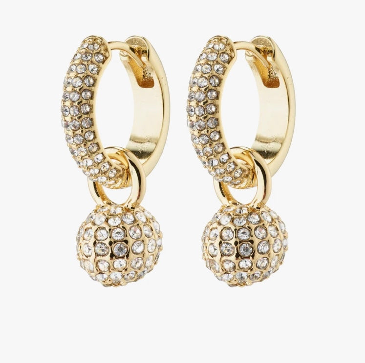 EDTLI CRYSTAL GOLD PLATED HOOP EARRINGS