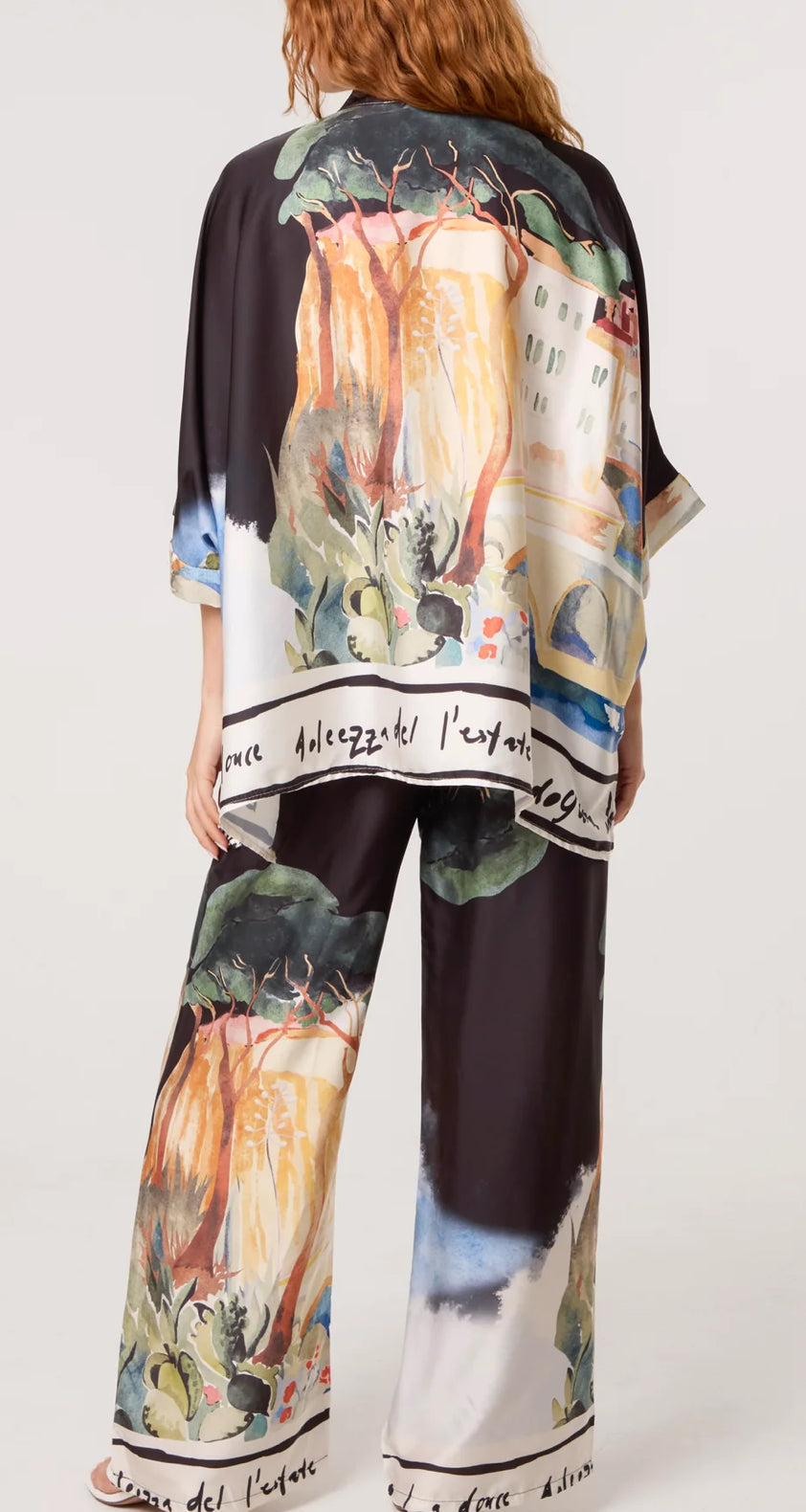 LANDSCAPE TWO PIECE SATIN SET SIZE UK8-16