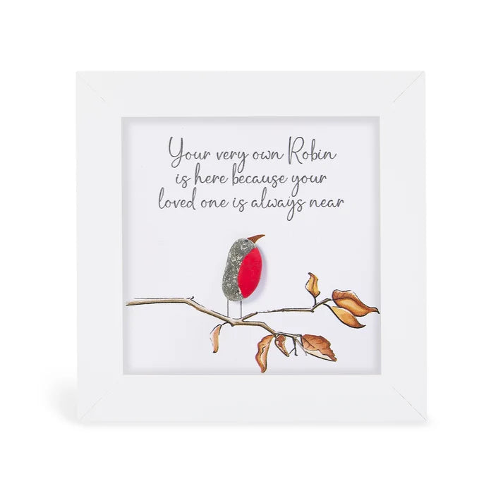 Mini Pebble - White - Robin - Your very own Robin is here because your loved one is always near
