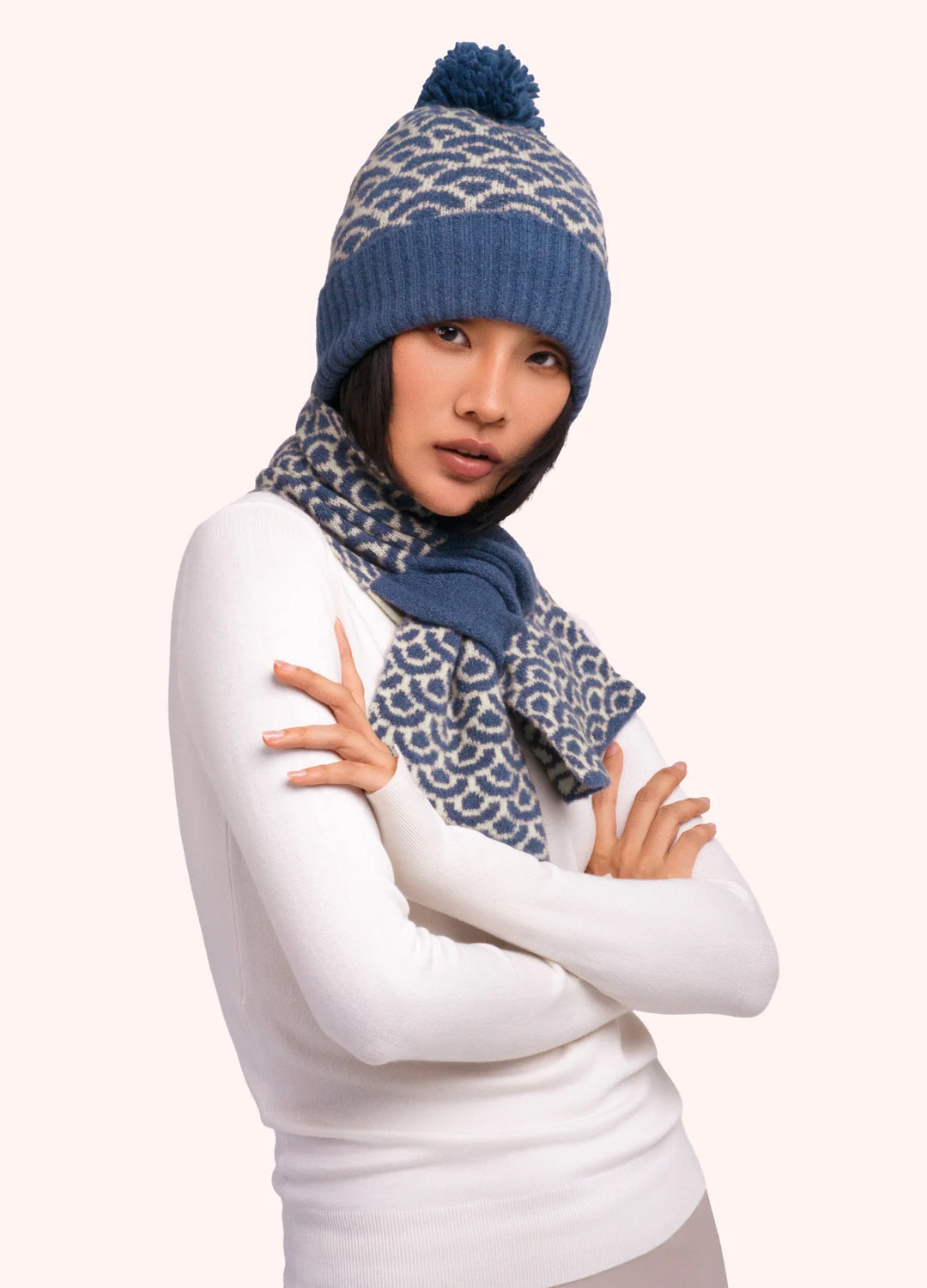 Powder ! Agatha Pompom Hat in Denim Mix