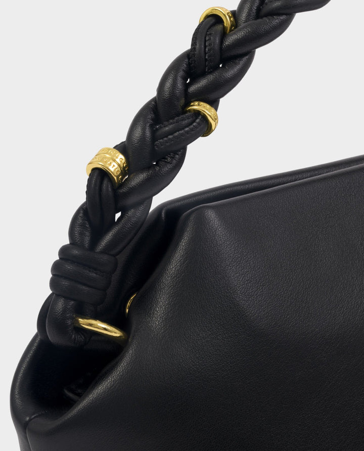 ARDEN BRAIDED TOP HANDLE BAG | BLACK