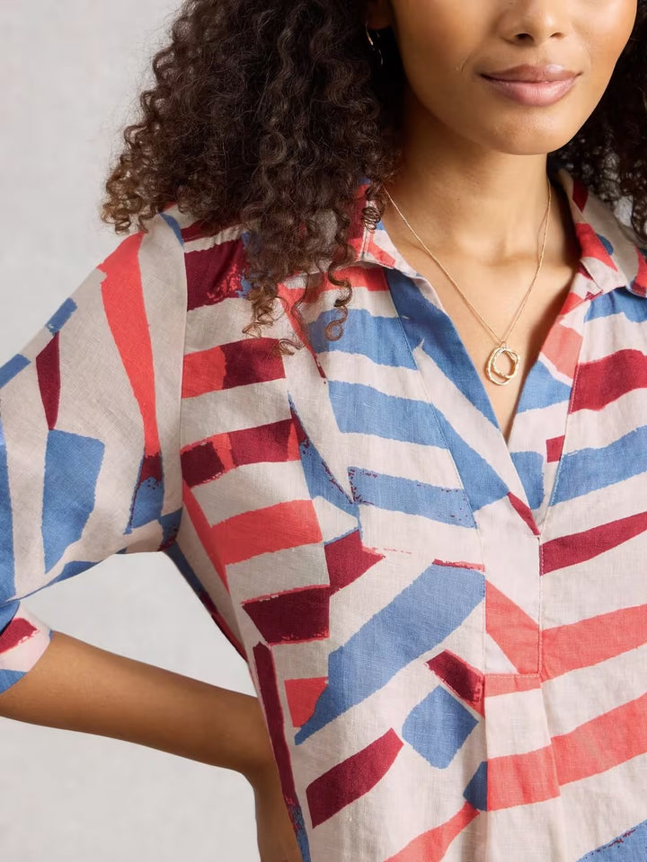 BIANCA LINEN TUNIC IVORY PRINT