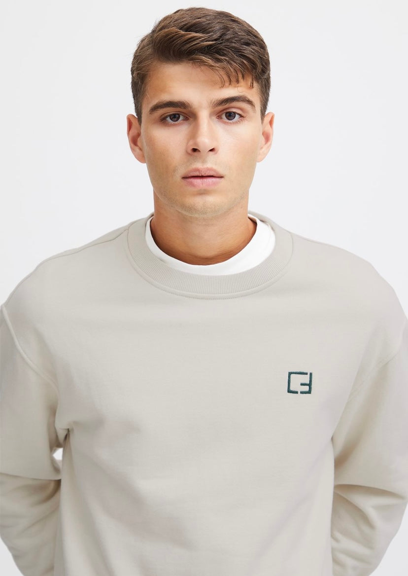 SAGE WITH BACK EMBROIDERY PUMICE STONE SWEATSHIRT