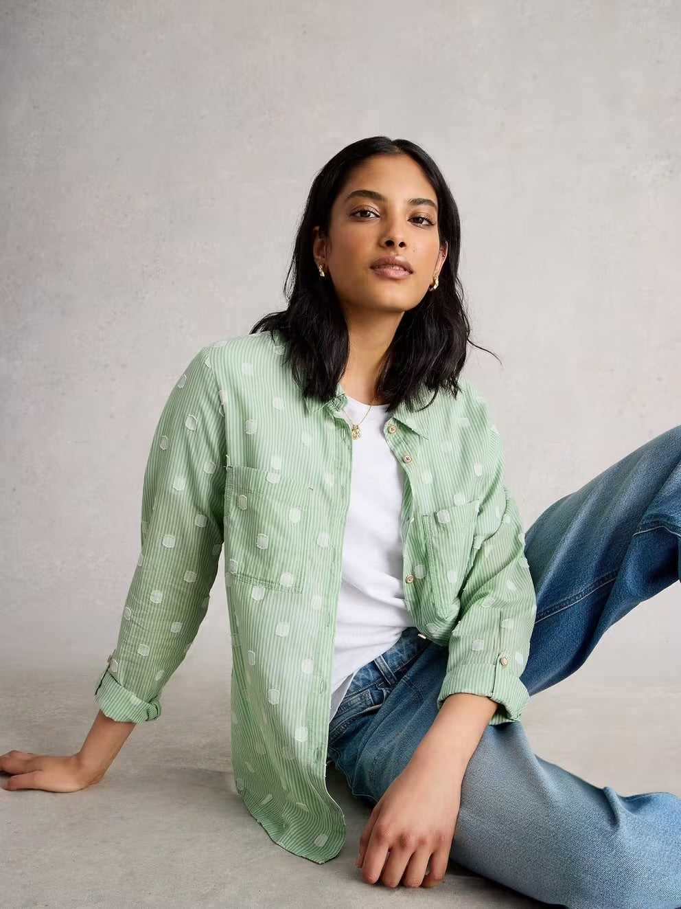 SOPHIE COTTON ORGANIC SHIRT GREEN MLT