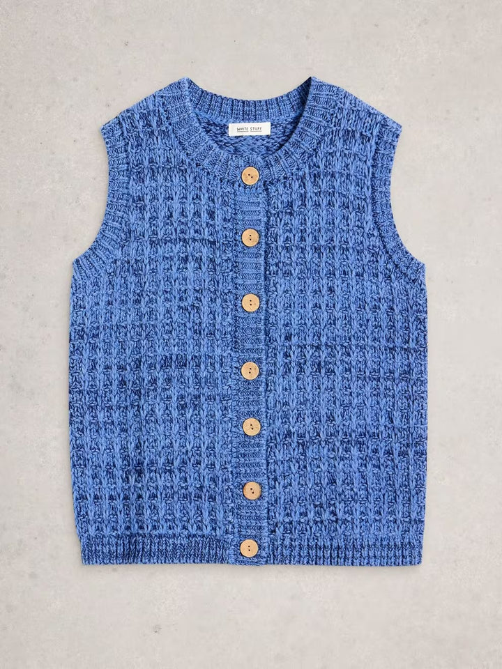 MAXINE BUTTON TANK MID BLUE