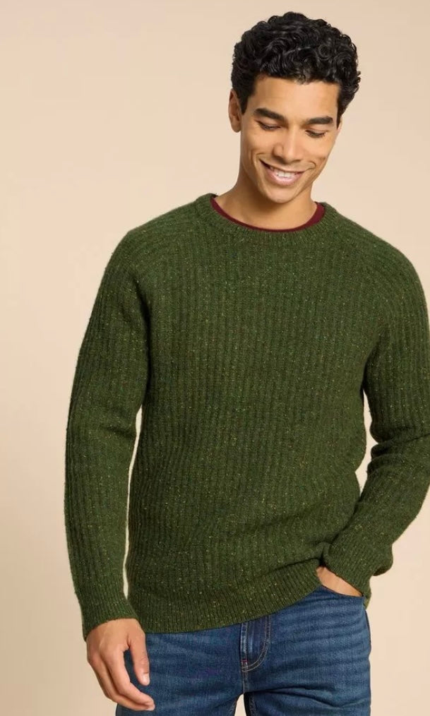 DEEP GREEN CHUNKY CREW NECK JUMPER