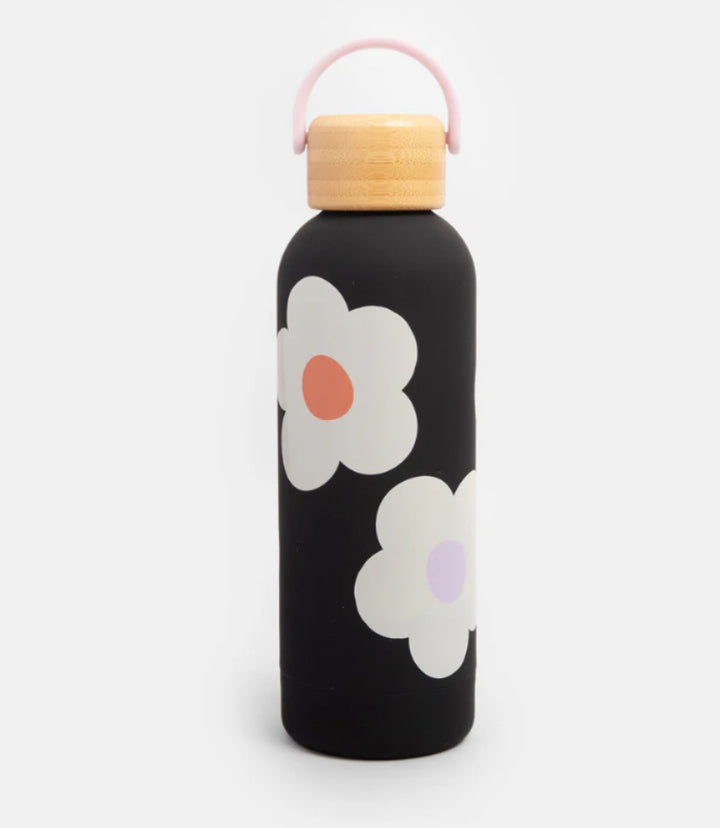 MULTI FLOWER CHARCOAL METAL WATER BOTTLE