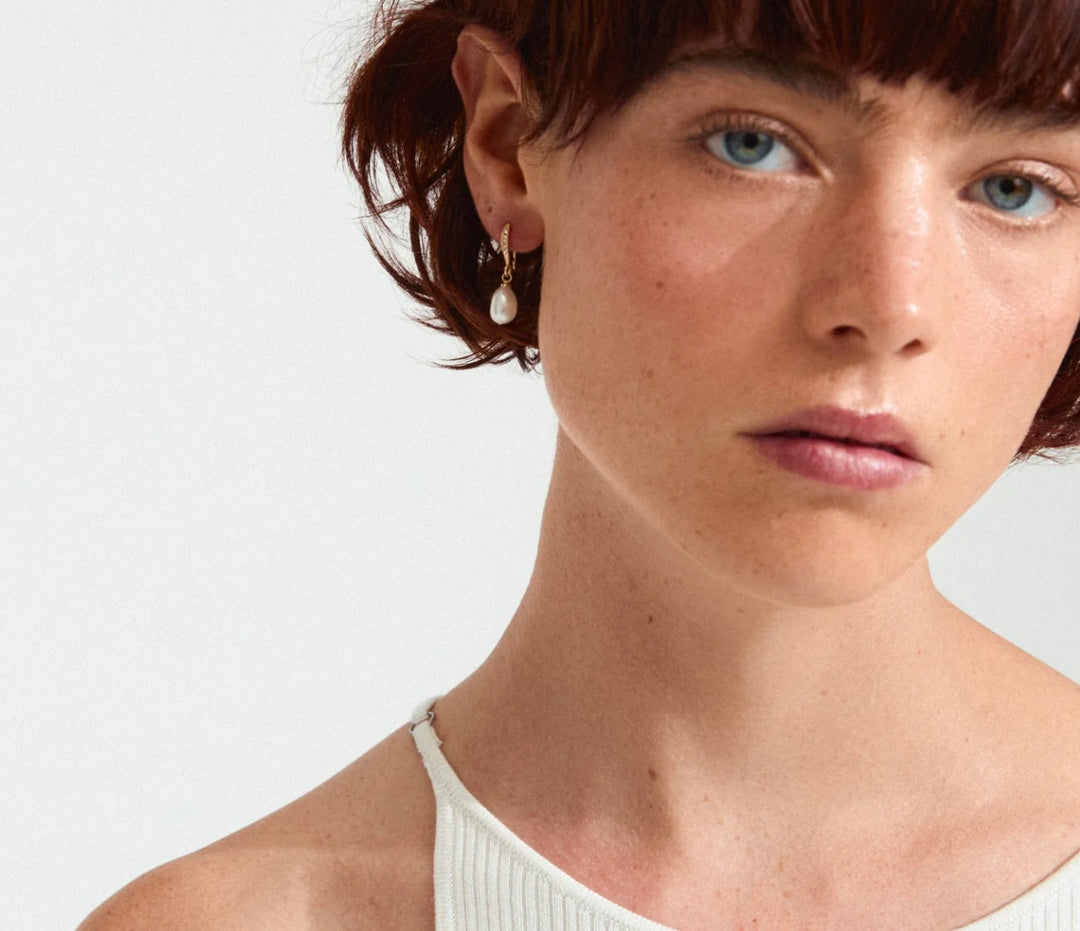 JASMIN PEARL EARRINGS GOLD PLATED