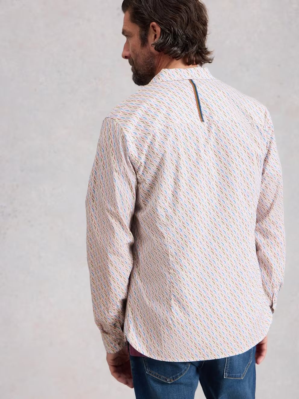 SALCOMBE LS FISH PRINT SHIRT WHITE PRINT