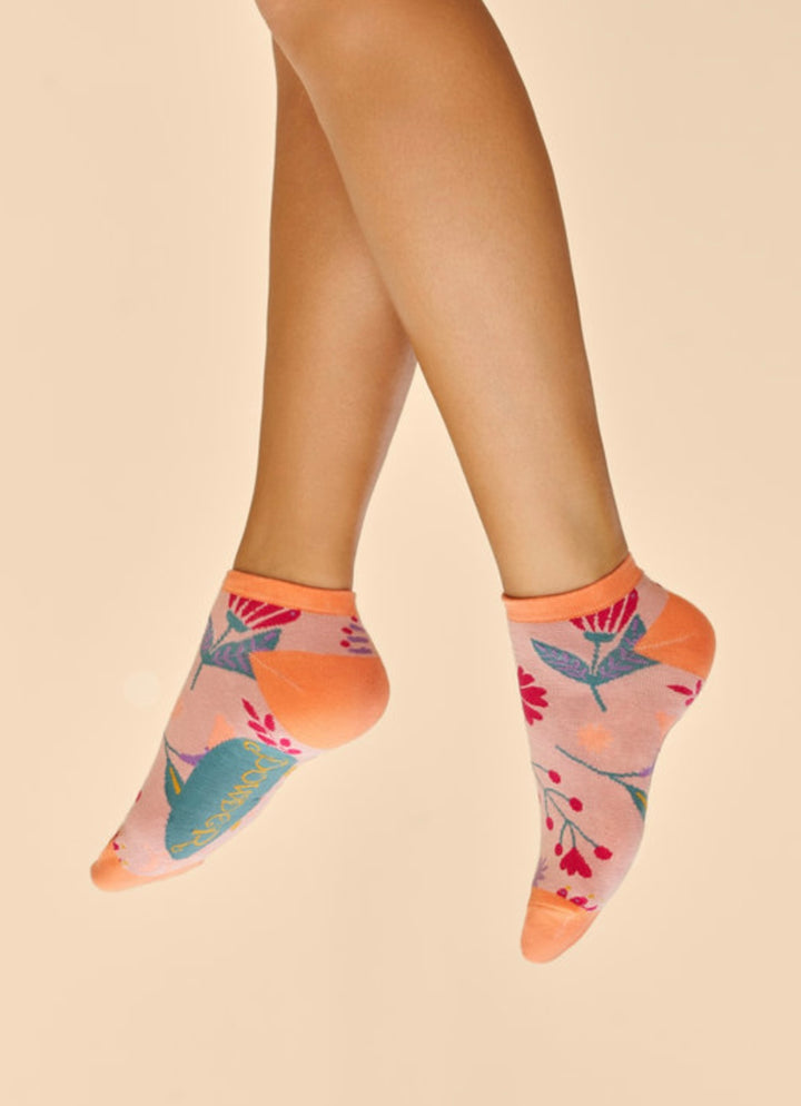 WATERCOLOUR FLOWERS TRAINER SOCKS PETAL