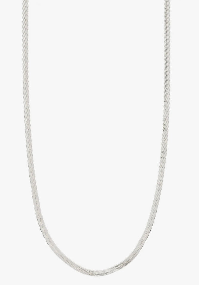 JOANNA RECYCLED SILVER PLATED FLAT SNAKE CHAIN NECKLACE