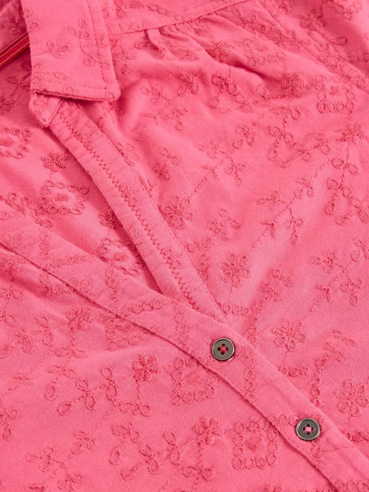 ANNIE SS BRODERIE SHIRT BRIGHT PINK