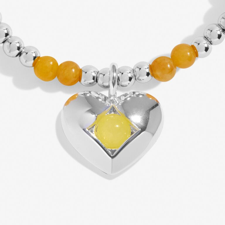 A LITTLE NOVEMBER YELLOW QUARTZ BIRTHSTONE SILVER PLATED  BRACELET