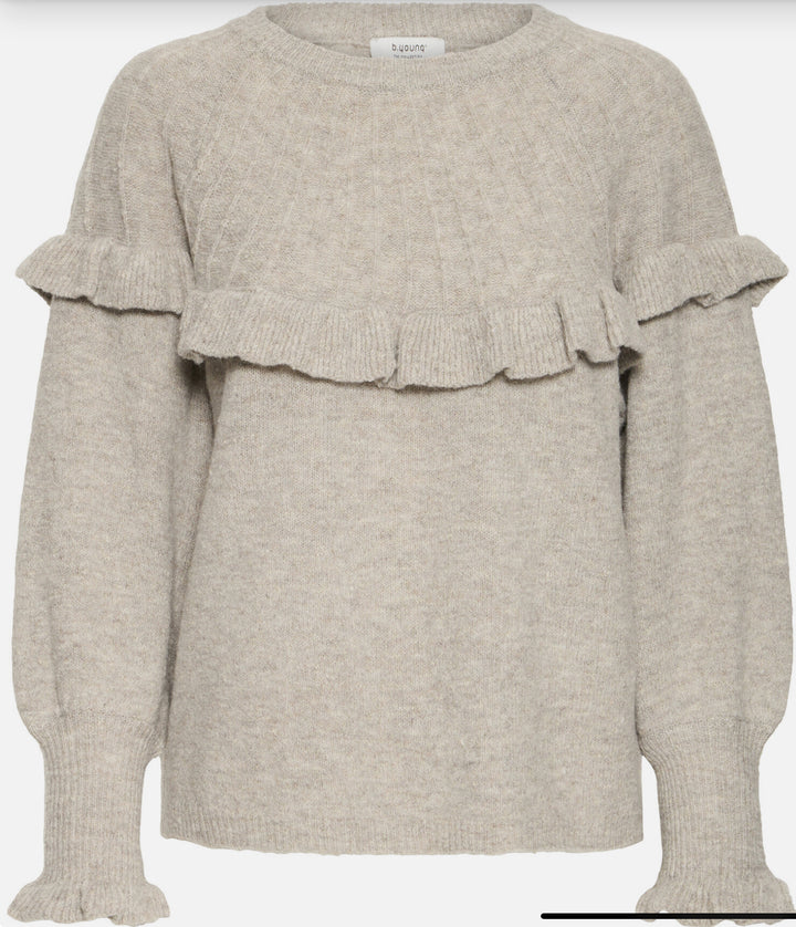 NIKOLINA FRILL JUMPER STRING MELANGE