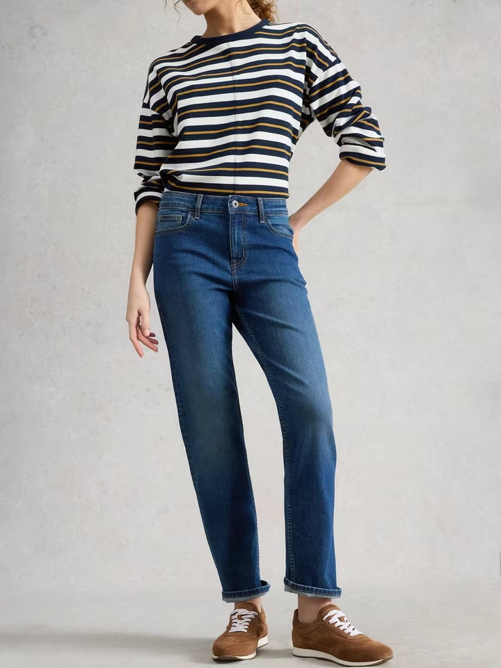 TAYLOR STRAIGHT JEAN MID DENIM