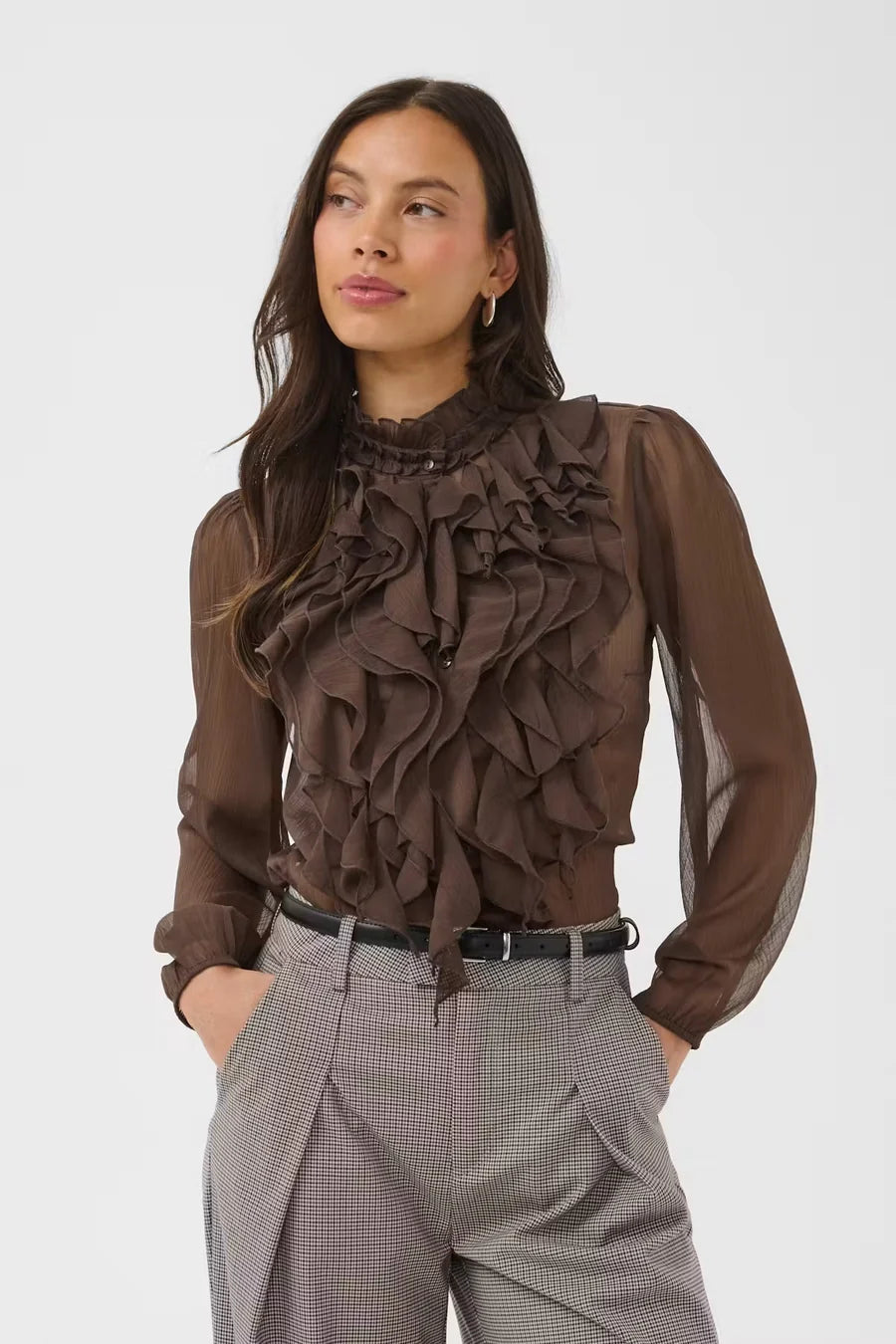 Saint Tropez Lilja Crinkle Long-Sleeve Shirt