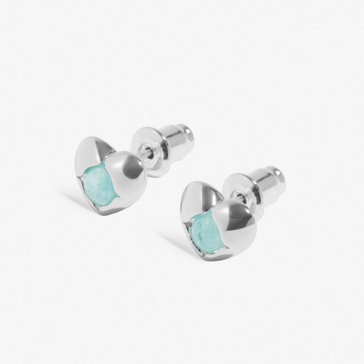 MARCH AQUA CRYSTAL BIRTHSTONE SILVER PLATED EARRINGS