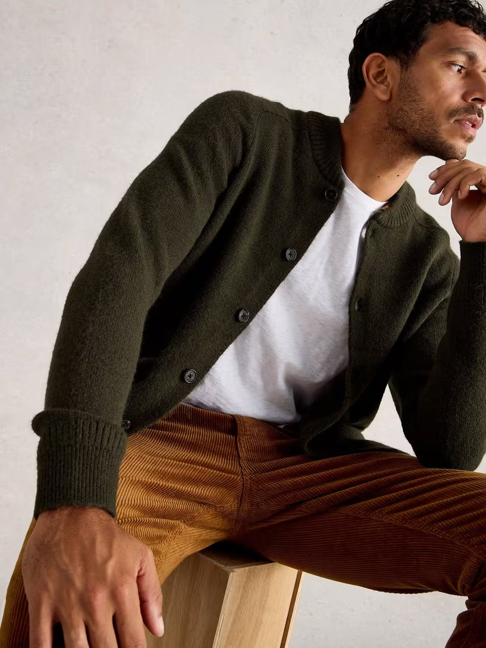 BOMBER CARDIGAN DARK GREEN