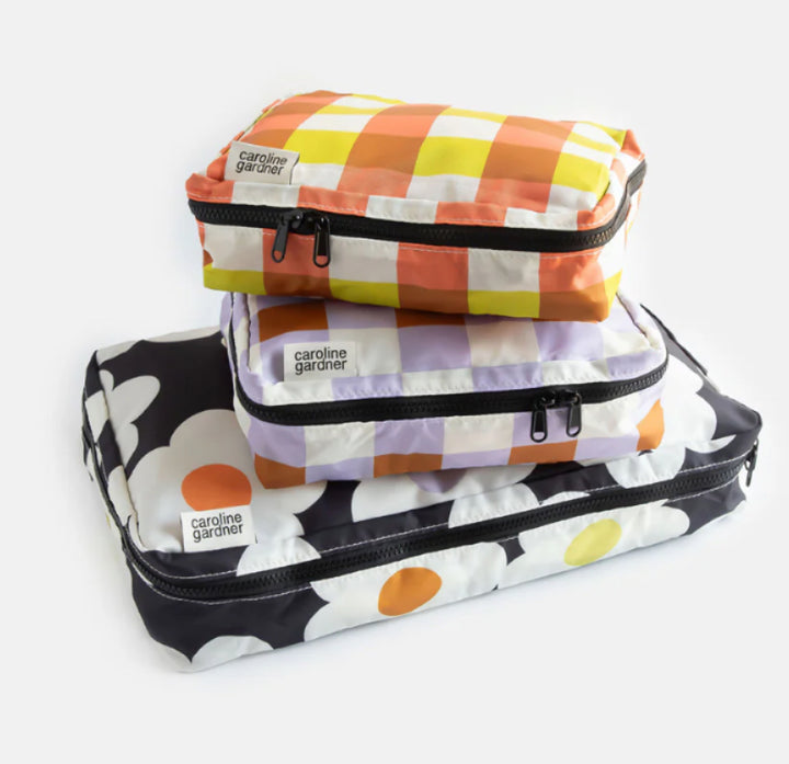 MULTI FLOWER CHECK SET OF 3 PACKING CUBES
