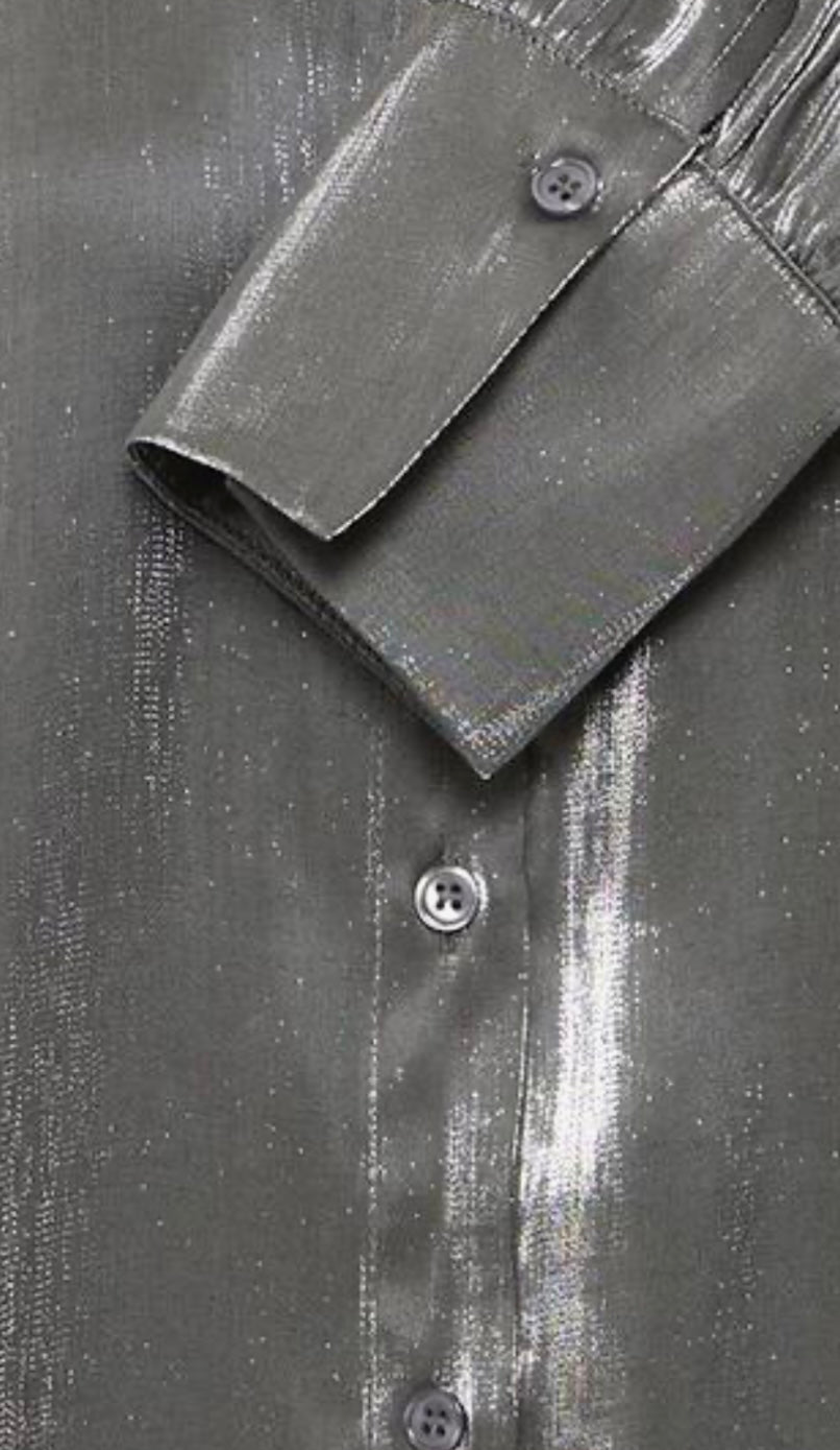 YOLANDA SHIRT GRAY PINSTRIPE