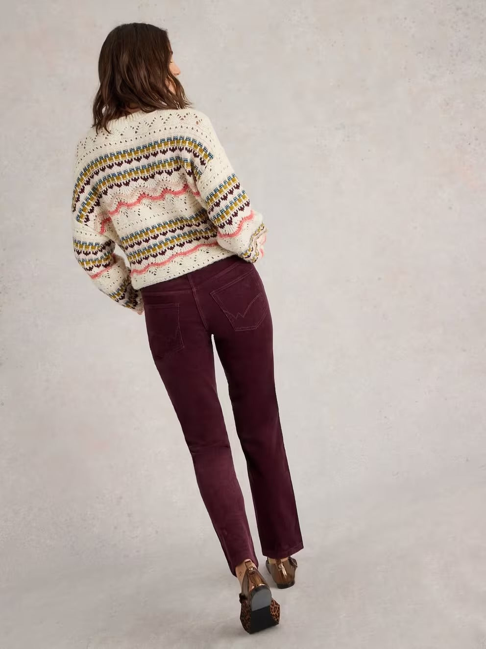 BROOKE STRAIGHT CORD TROUSER PLUM