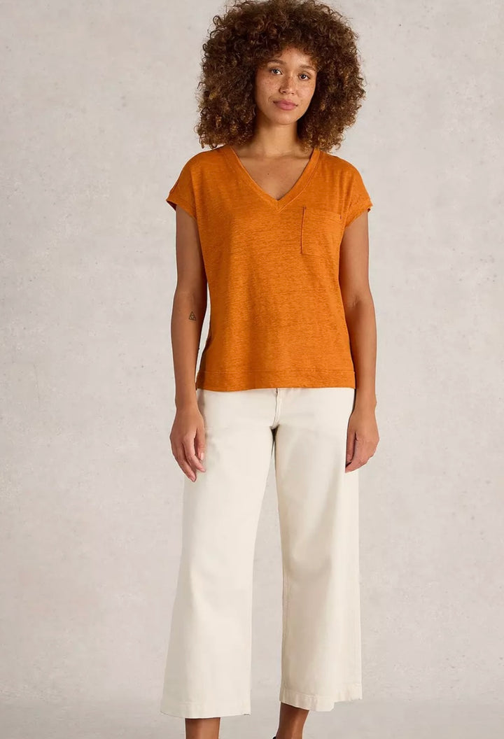 BRIGHT ORANGE IRIS LINEN TEE