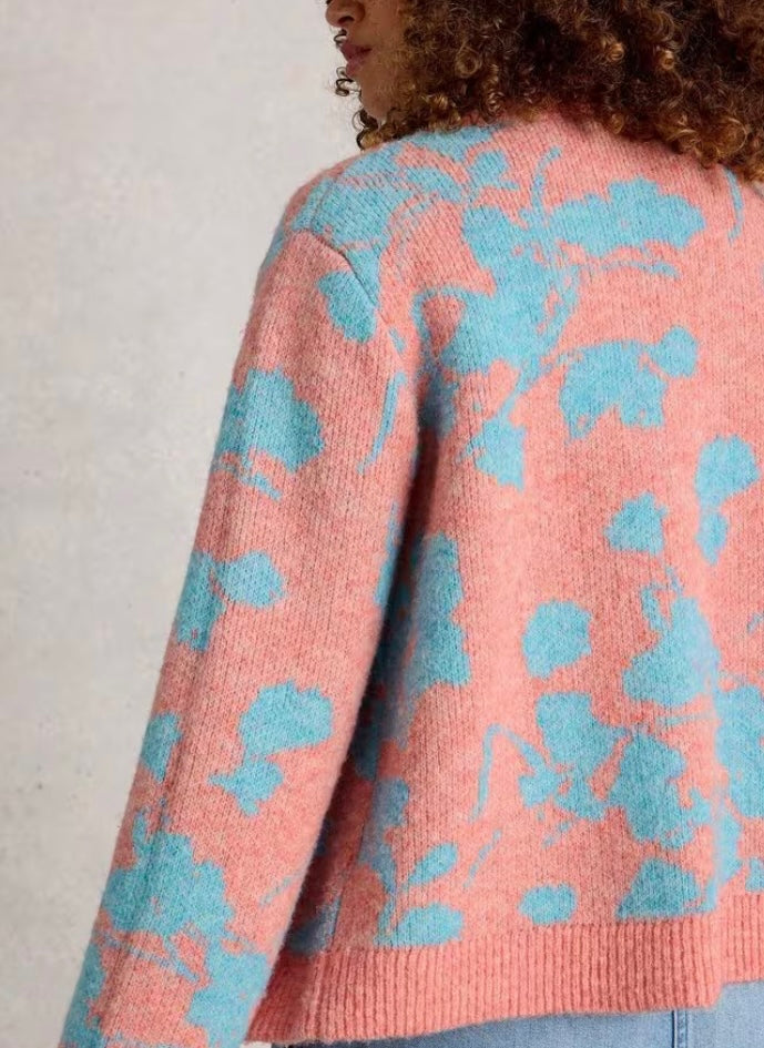 JENNY FLORAL CARDI CORAL MLT