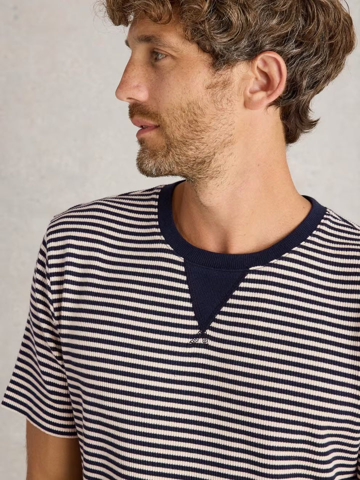 STRIPED RIB TEE NAVY MULTI