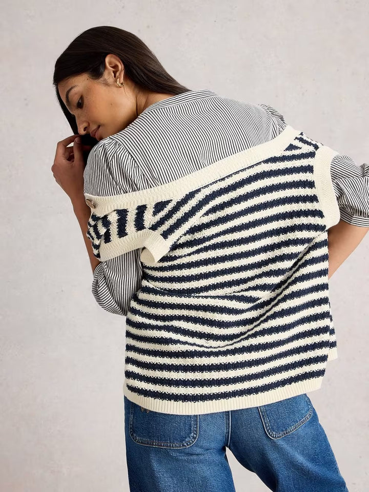 SIENNA STRIPE BUTTON TANK NAVY MULTI