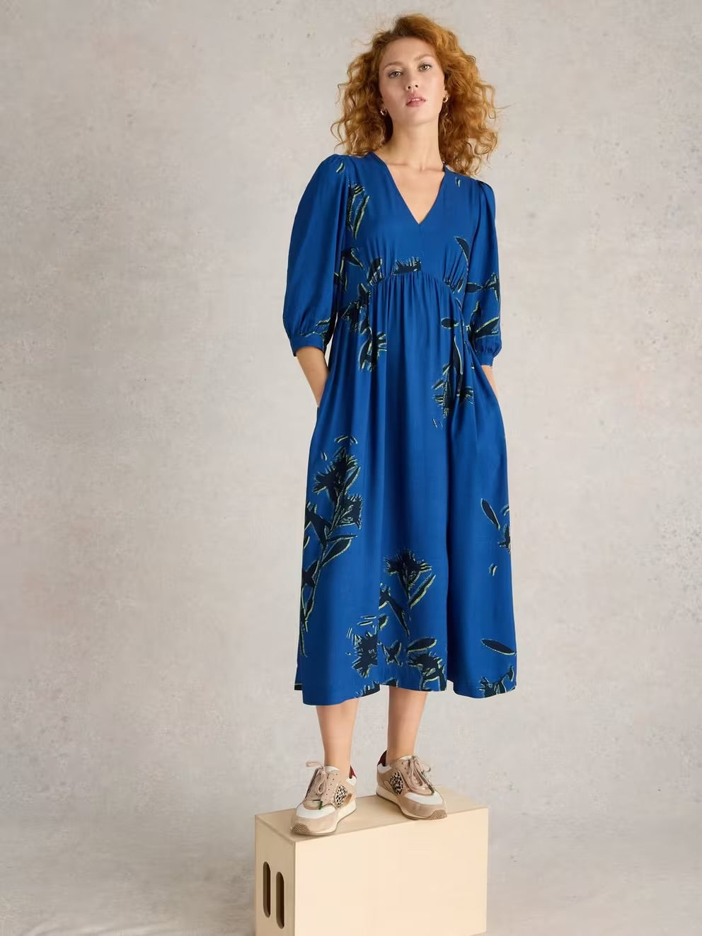 LUCY MIDI DRESS BLUE PRINT