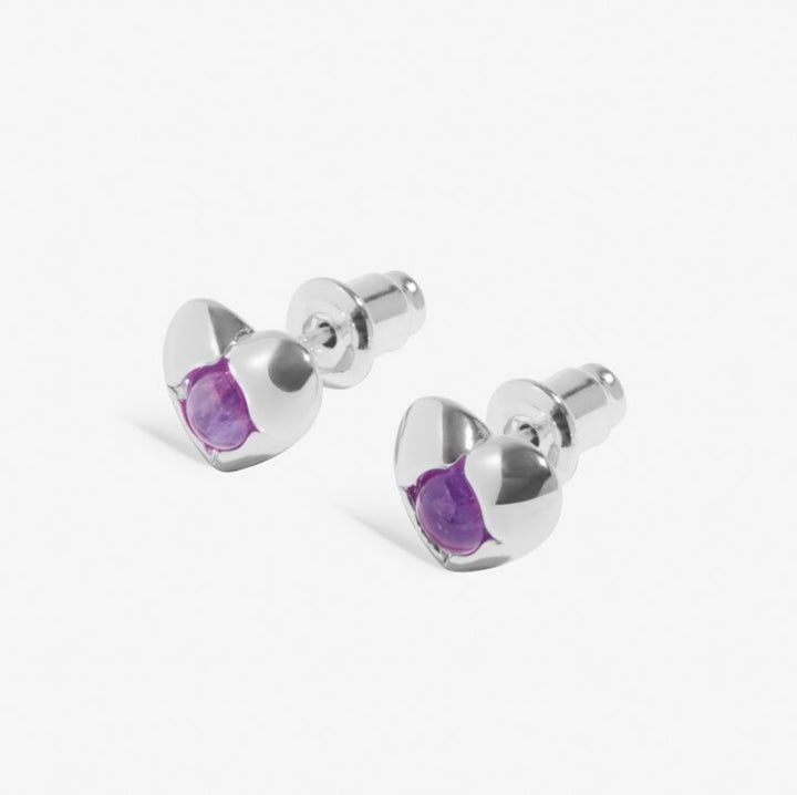 FEBRUARY AMETHYST BIRTHSTONE SILVER PLATED EARRINGS