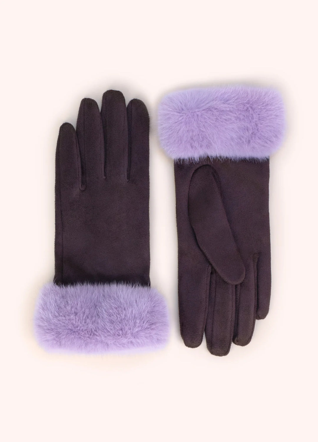 Bettina Faux Suede/Fur Gloves in Damson