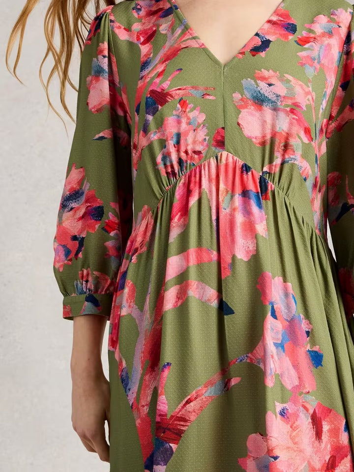 LUCY MIDI DRESS GREEN MLT