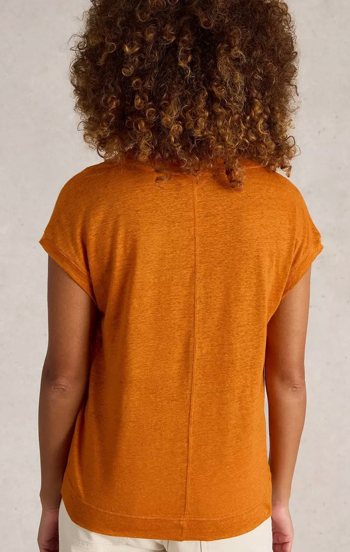 BRIGHT ORANGE IRIS LINEN TEE