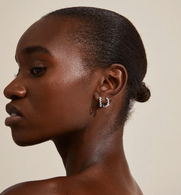 ESTER CRYSTAL HOOP EARRINGS SILVER PLATED