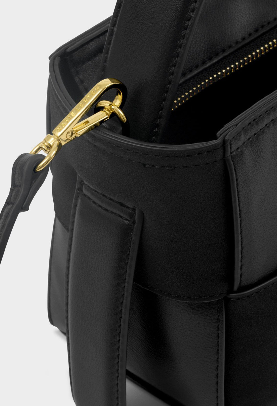 TAYA WOVEN SUEDETTE TOP HANDLE BAG BLACK