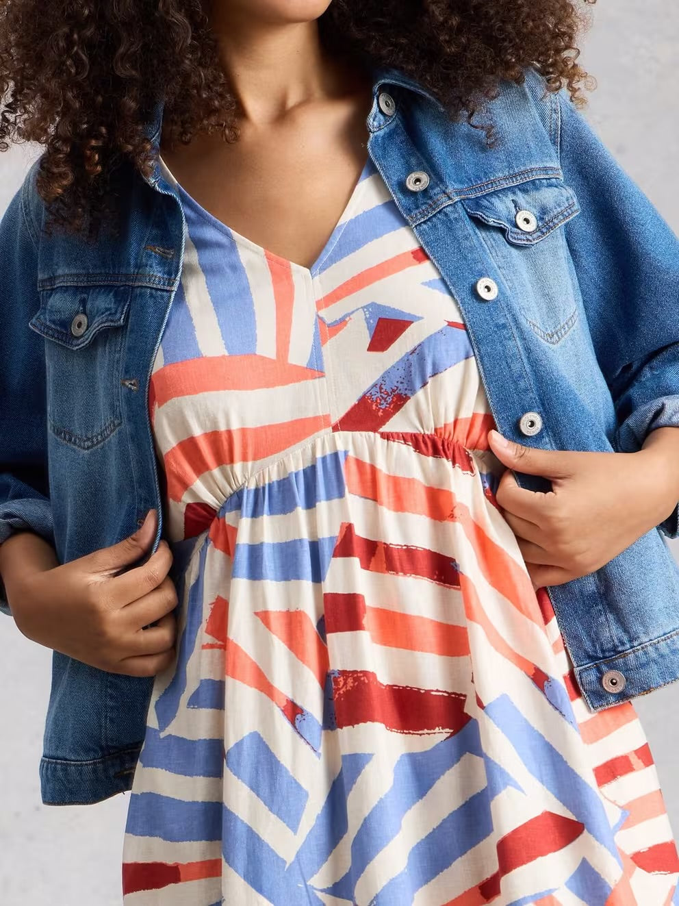 LUCY LINEN BLEND MIDI DRESS IVORY MLT