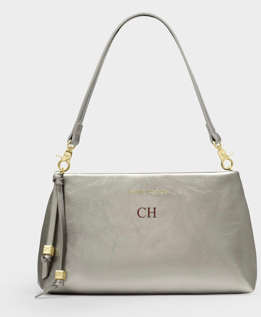 NOVA TEXTURED PATENT CLUTCH | PEWTER