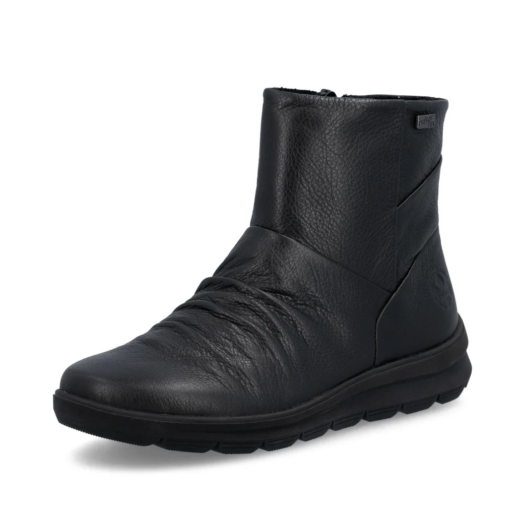 Rieker Women's Black Leather Ankle Boots Z0066-00