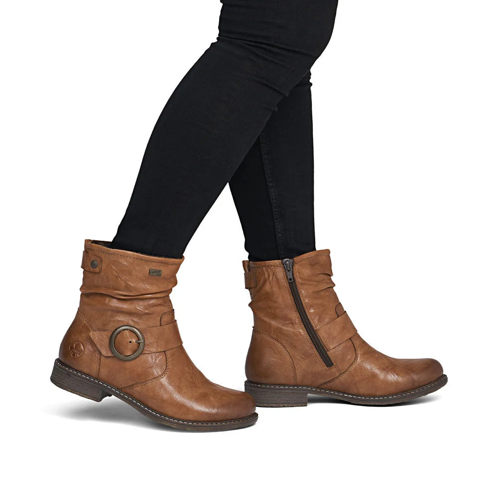 Rieker Women's Brown Leather Ankle Boots 74857-22