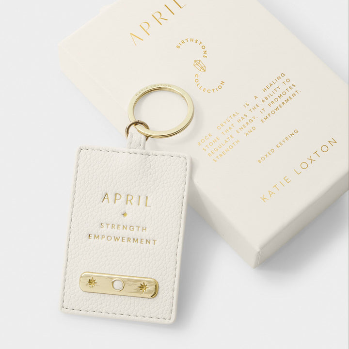 BIRTHSTONE KEYRING APRIL OFF WHITE