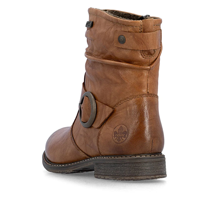 Rieker Women's Brown Leather Ankle Boots 74857-22