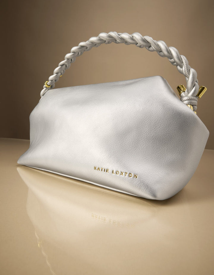 ARDEN BRAIDED TOP HANDLE BAG | SILVER