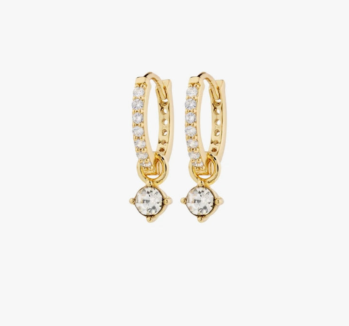 JOA CRYSTAL HOOP EARRINGS GOLD PLATED