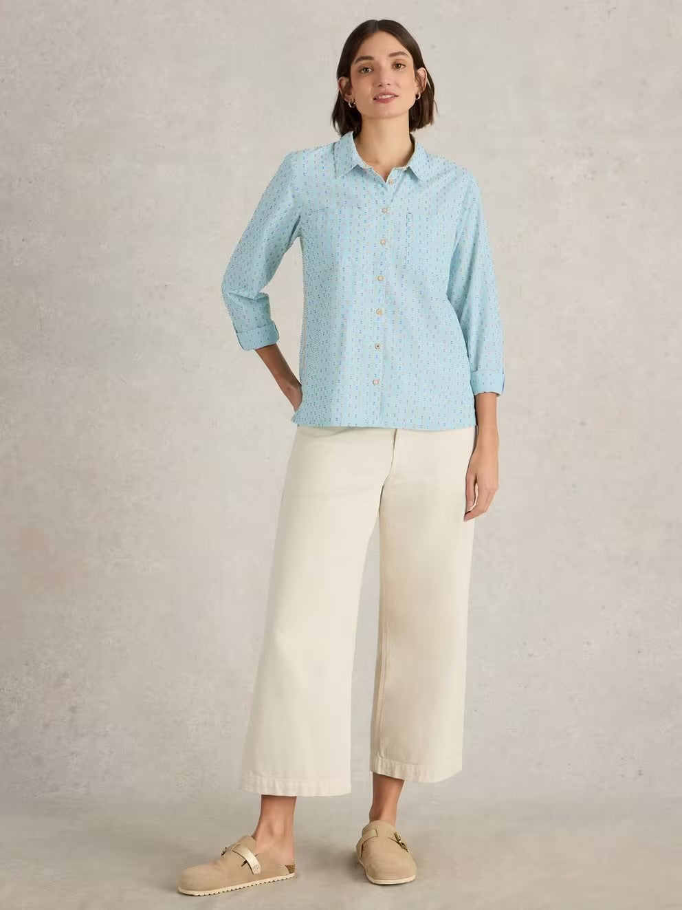 GREEN MULTI SOPHIE ORGANIC COTTON SHIRT