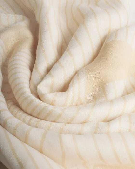 PRINTED GEOMETRIC LINES SCARF WHITE SOFT YELLOW