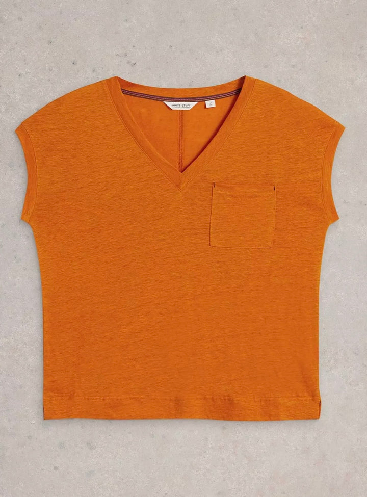 BRIGHT ORANGE IRIS LINEN TEE