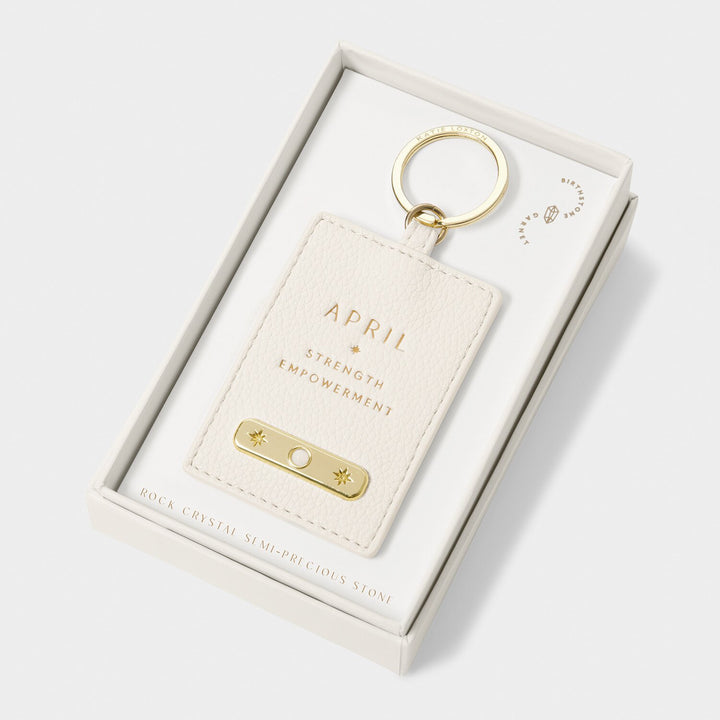 BIRTHSTONE KEYRING APRIL OFF WHITE