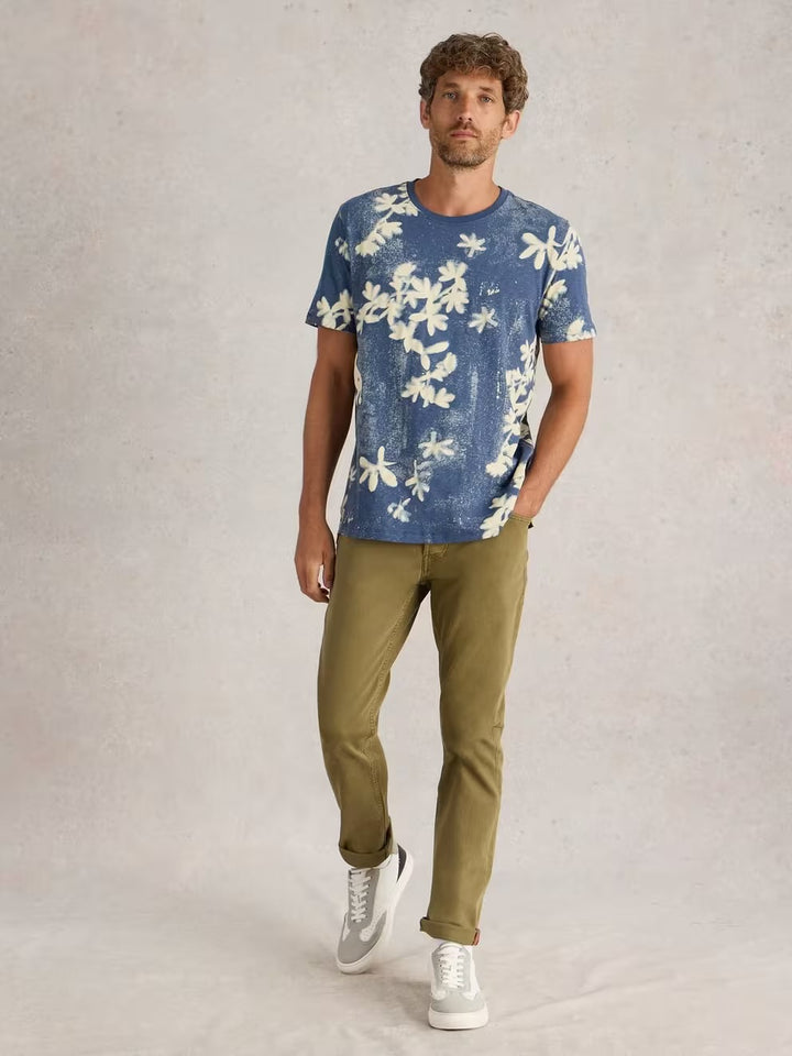 FLORAL PRINTED SS TEE NAVY PRINT